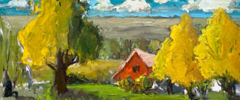 Lostine, Oregon Red Barn 18" x 36" – Oil Original – $750.00